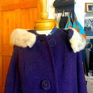 1960s royal purple vintage coat with fur collar